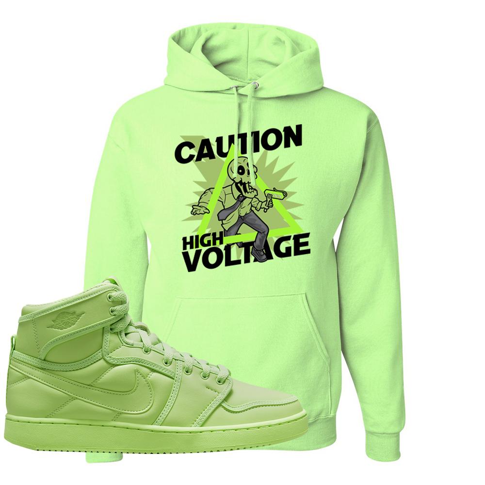 Neon Green KO 1s Hoodie | Caution High Voltage, Neon Green