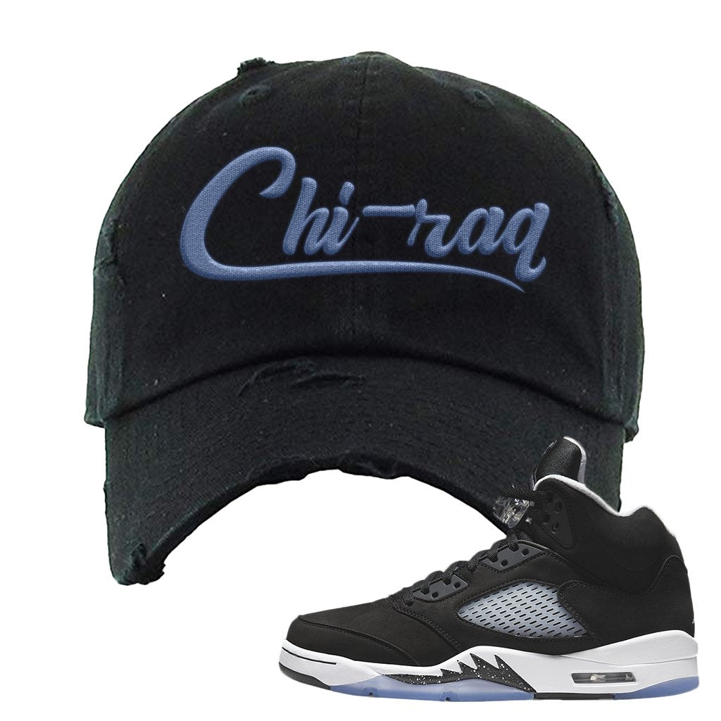 Oreo Moonlight 5s Distressed Dad Hat | Chiraq, Black