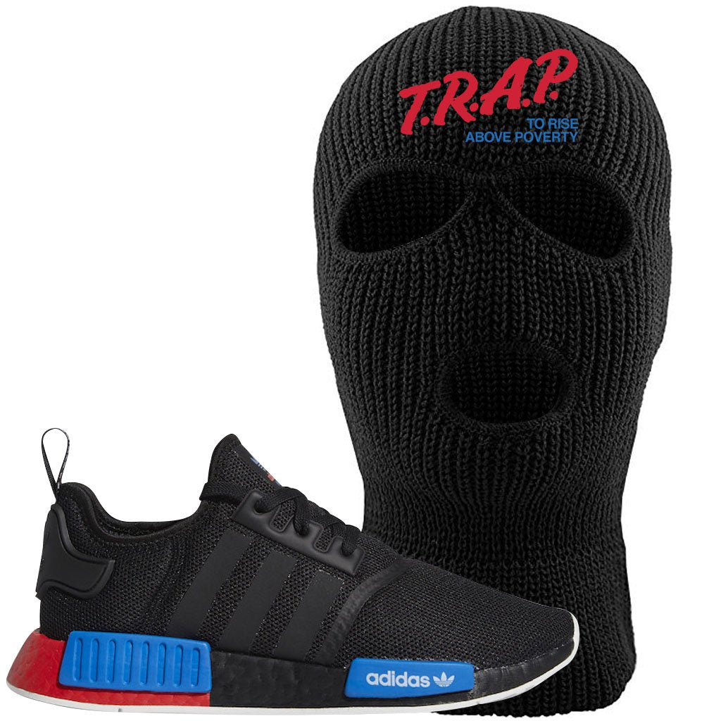 NMD R1 Black Red Boost Matching Ski Mask | Sneaker Ski Mask to match NMD R1s | Trap To Rise Above Poverty, Black