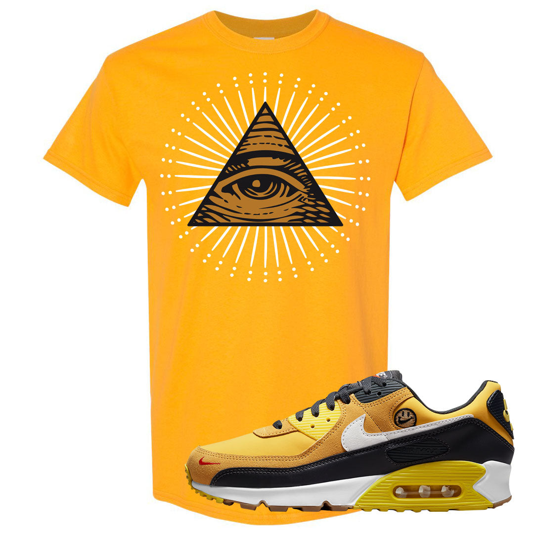 Go The Extra Smile 90s T Shirt | All Seeing Eye, Gold