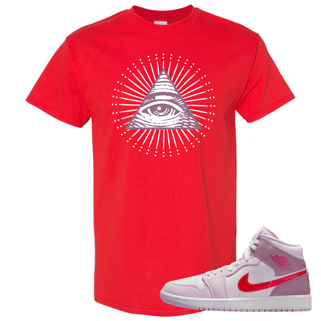 Valentine's Day Mid 1s T Shirt | All Seeing Eye, Red