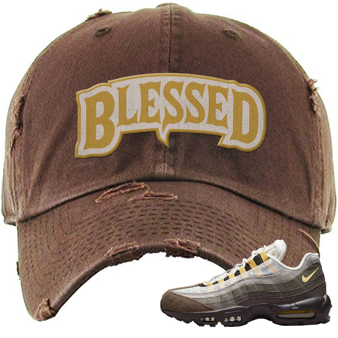 Ironstone Hemp 95s Distressed Dad Hat | Blessed Arch, Brown