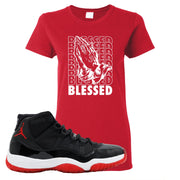 Jordan 11 Bred Blessed Red Sneaker Hook Up Women's T-Shirt