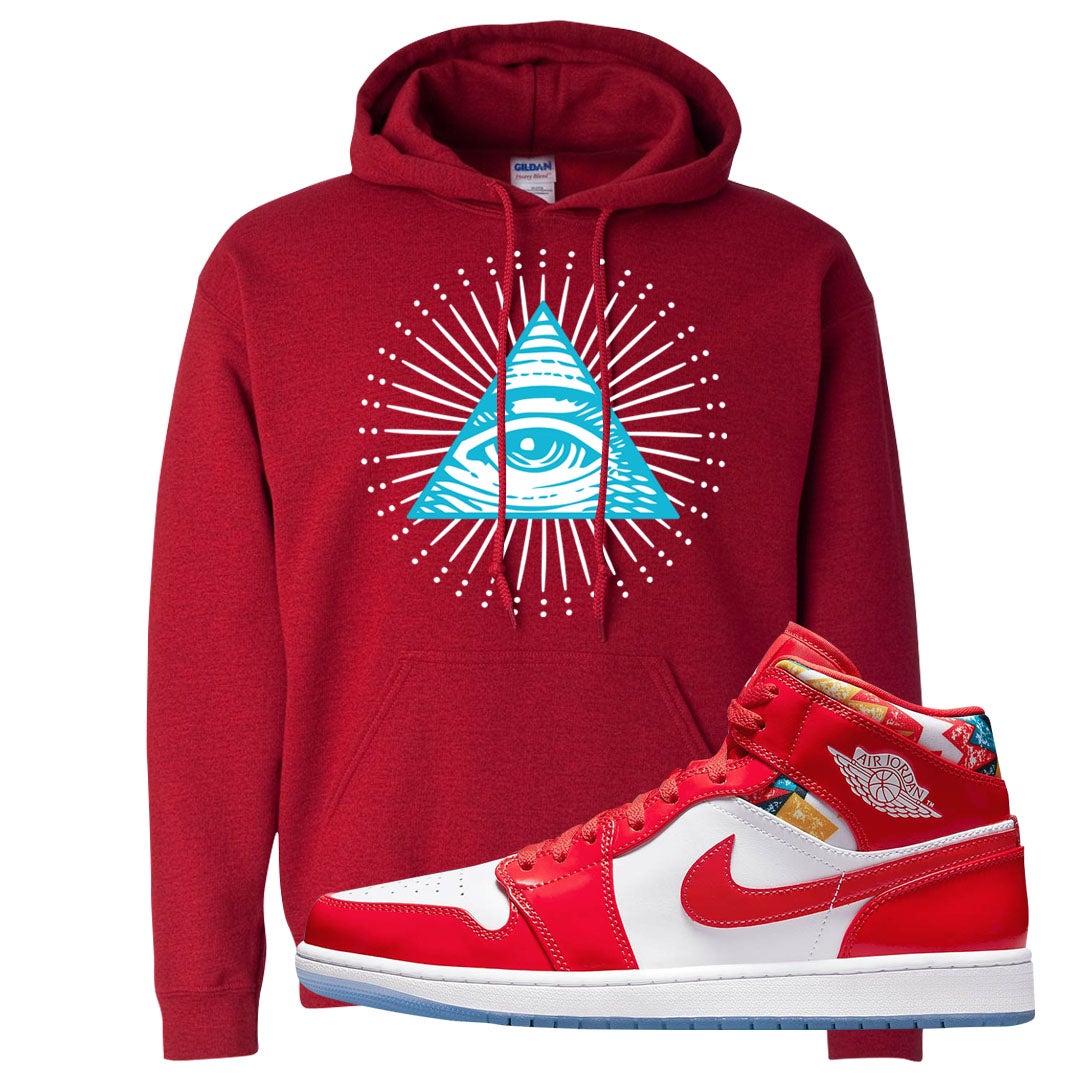 Barcelona Sweater Mid 1s Hoodie | All Seeing Eye, Red