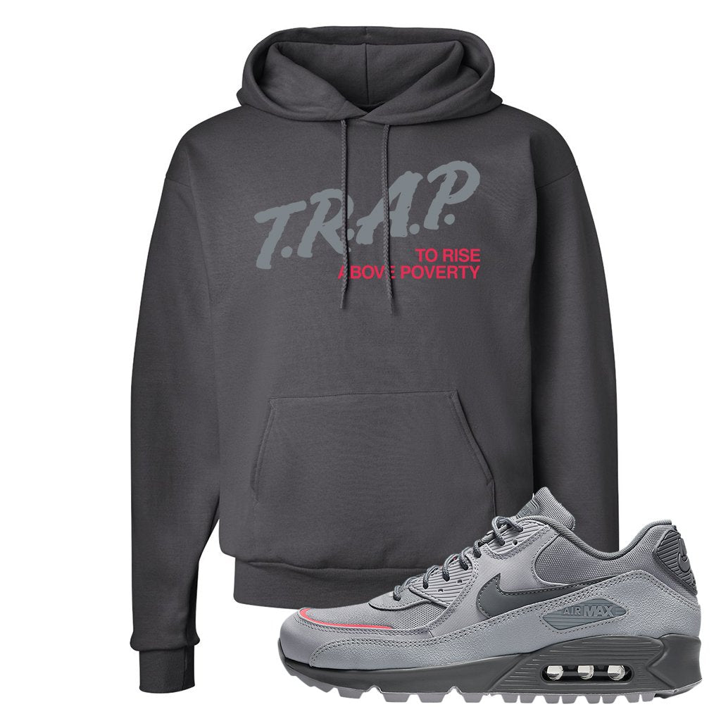 Wolf Grey Surplus 90s Hoodie | Trap To Rise Above Poverty, Smoke Grey