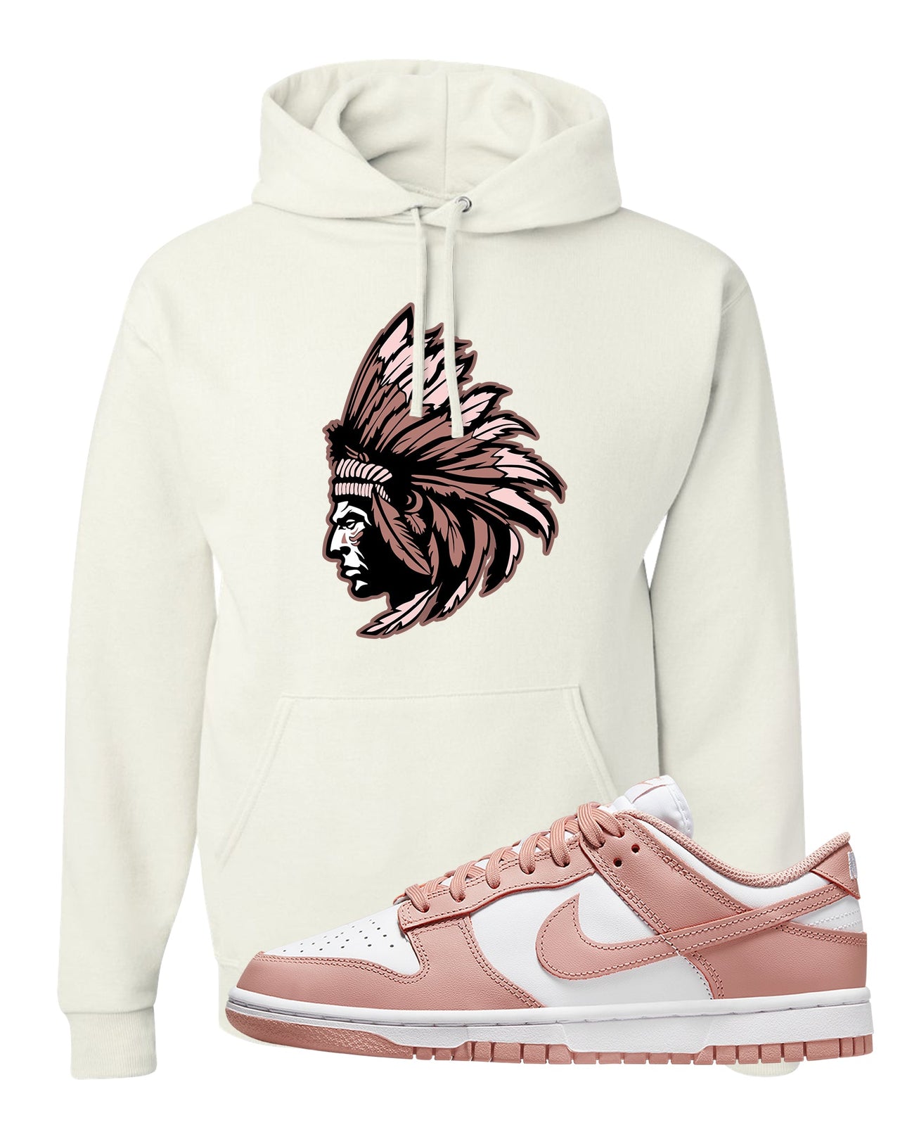 Rose Whisper Low Dunks Hoodie | Indian Chief, White
