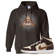 Brown Fleece Mid 1s Hoodie | All Seeing Eye, Dark Chocolate