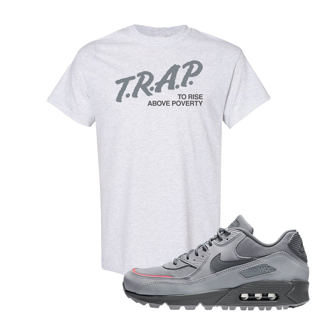 Wolf Grey Surplus 90s T Shirt | Trap To Rise Above Poverty, Ash