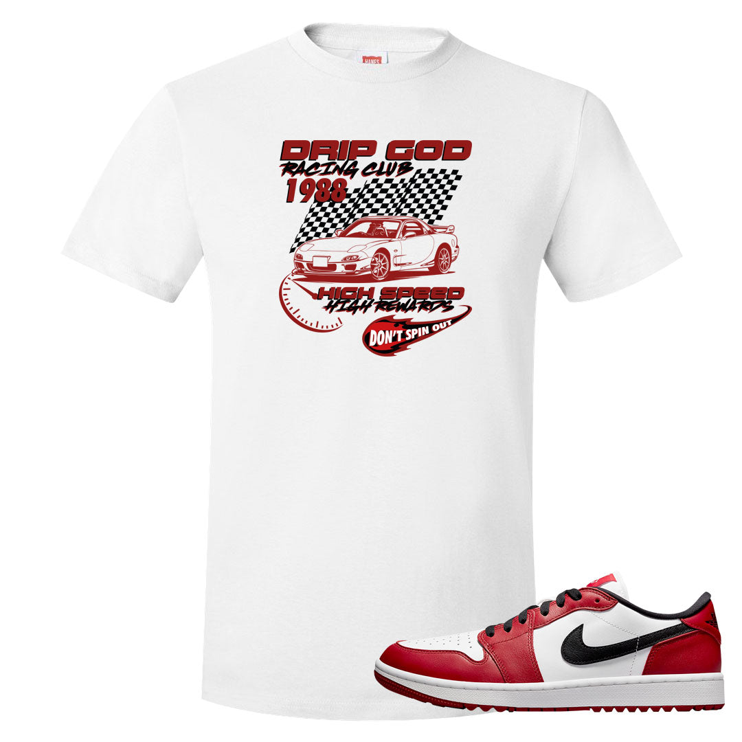 Chicago Golf Low 1s T Shirt | Drip God Racing Club, White