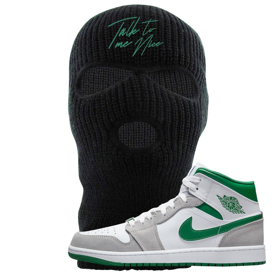 Light Smoke Pine Green Mid 1s Ski Mask | Talk To Me Nice, Black