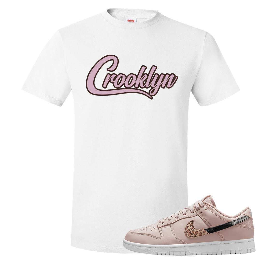 Primal Dusty Pink Leopard Low Dunks T Shirt | Crooklyn, White