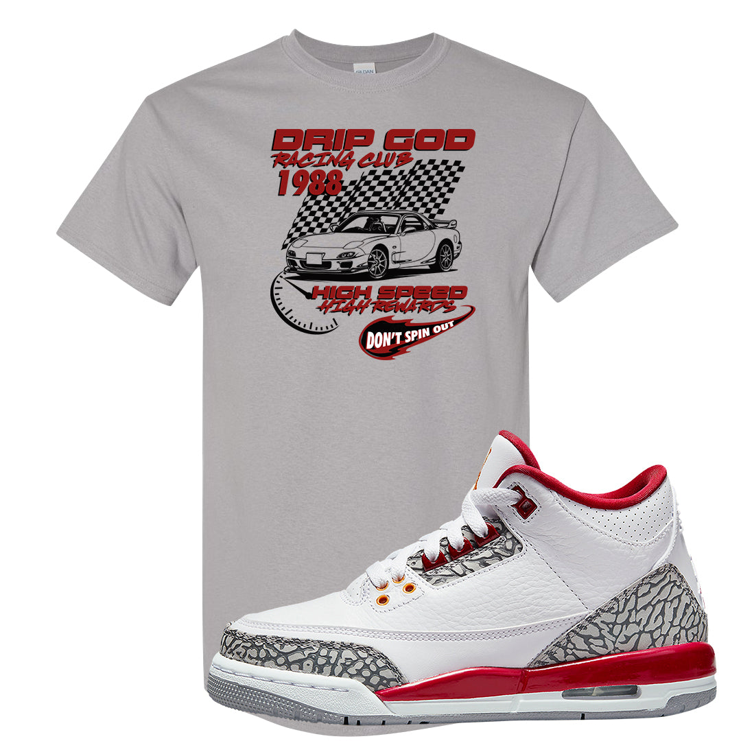 Cardinal Red 3s T Shirt | Drip God Racing Club, Gravel