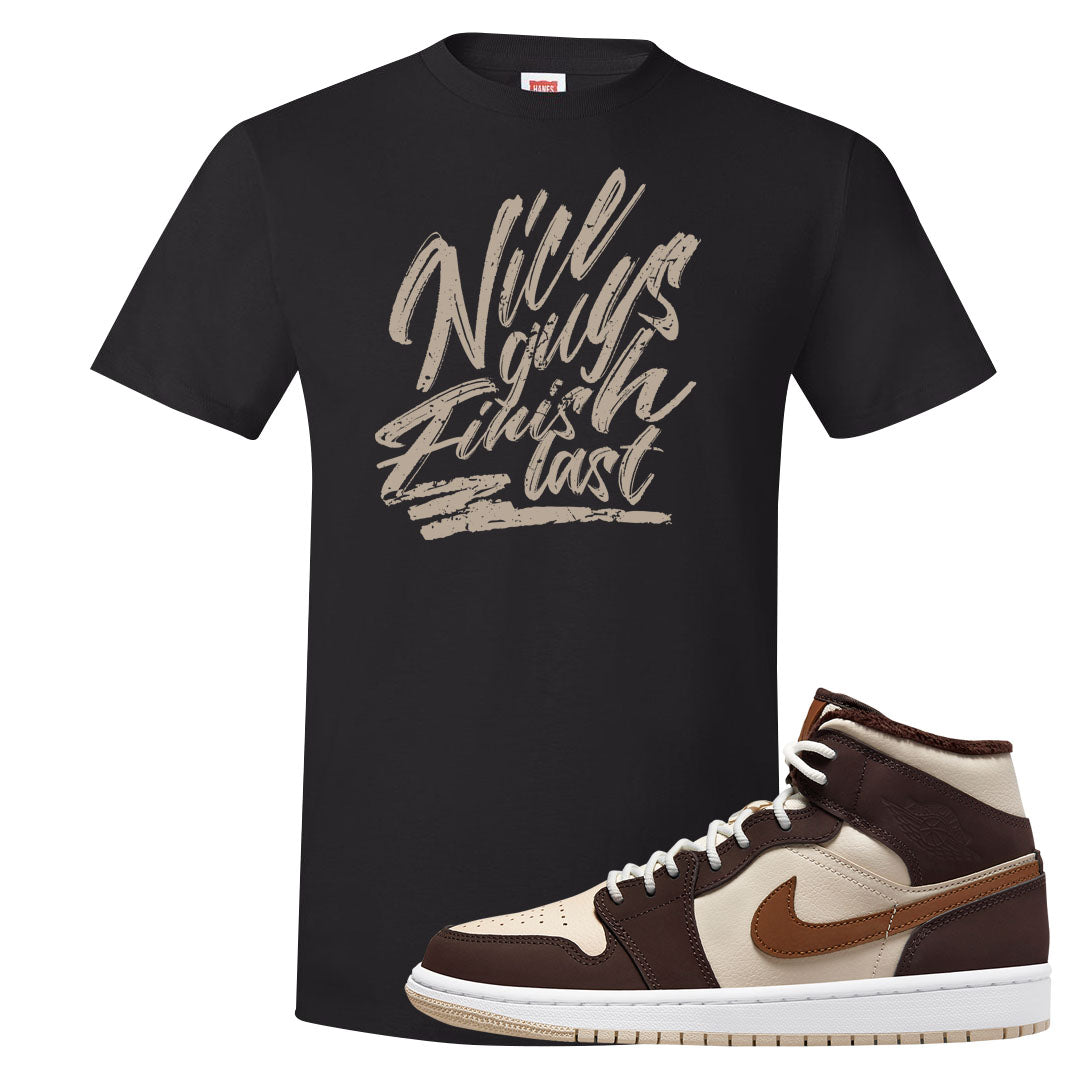 Brown Fleece Mid 1s T Shirt | Nice Guys Finish Last, Black