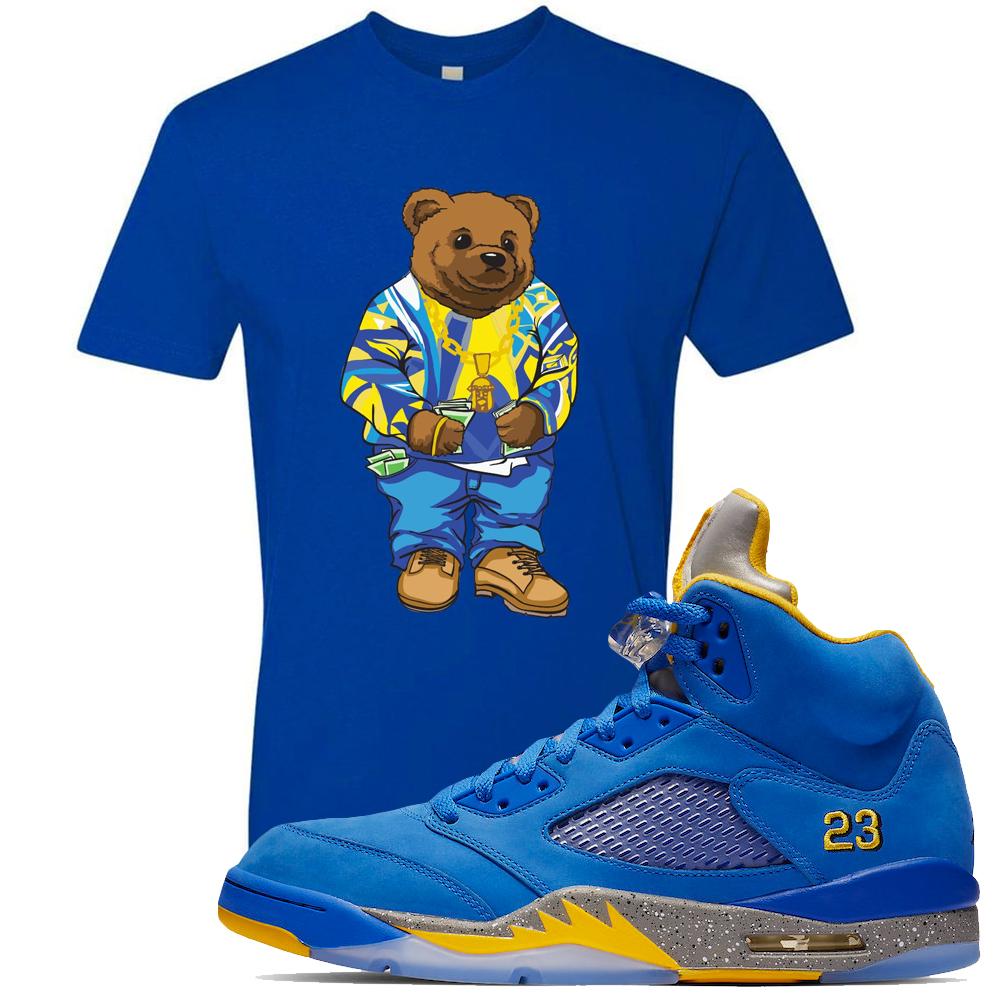 This blue t-shirt will match great with your Jordan 5 Alternate Laney JSP shoes