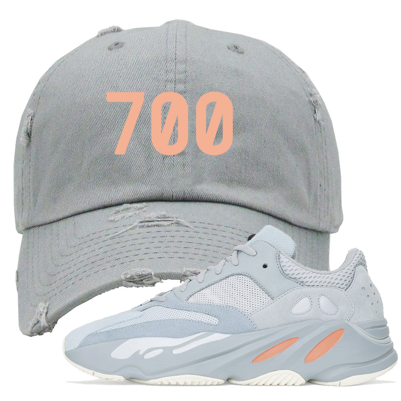 Inertia 700s Distressed Dad Hat | 700, Light Gray