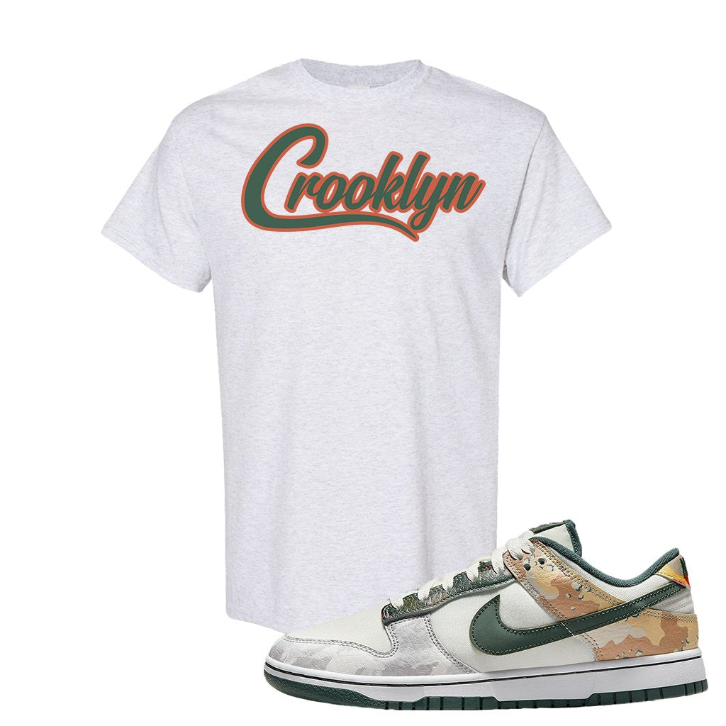 Camo Low Dunks T Shirt | Crooklyn, Ash