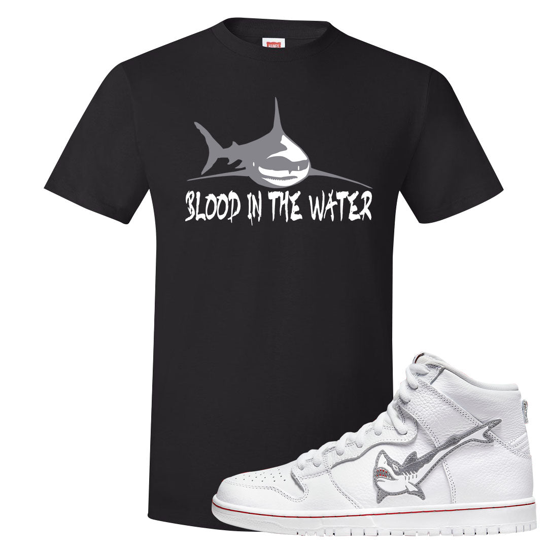 Shark High Dunks T Shirt | Blood In The Water, Black