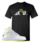 Air Jordan 1 First Class Flight Sneaker Release Today Black Sneaker Matching T-Shirt