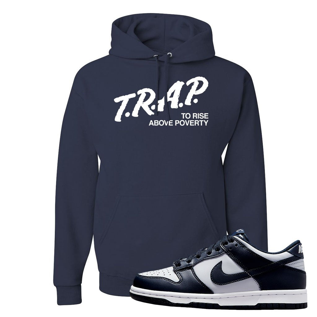 SB Dunk Low Georgetown Hoodie | Trap To Rise Above Poverty, Navy Blue