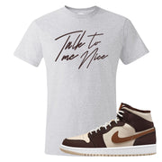 Brown Fleece Mid 1s T Shirt | Talk To Me Nice, Ash