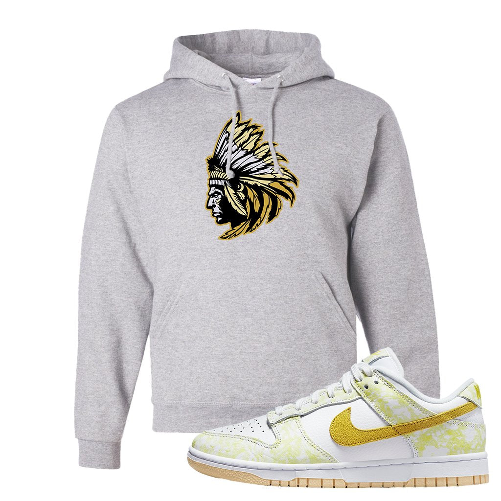 Yellow Strike Low Dunks Hoodie | Indian Chief, Ash