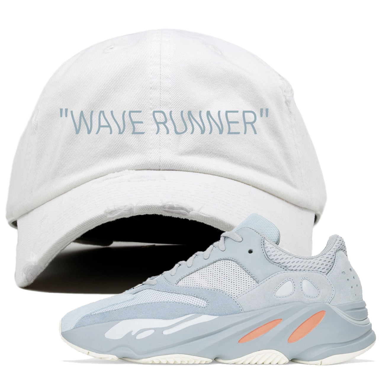 Inertia 700s Distressed Dad Hat | Wave Runner, White