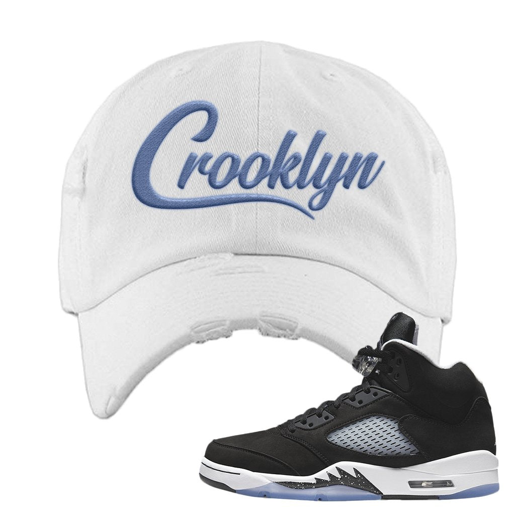 Oreo Moonlight 5s Distressed Dad Hat | Crooklyn, White