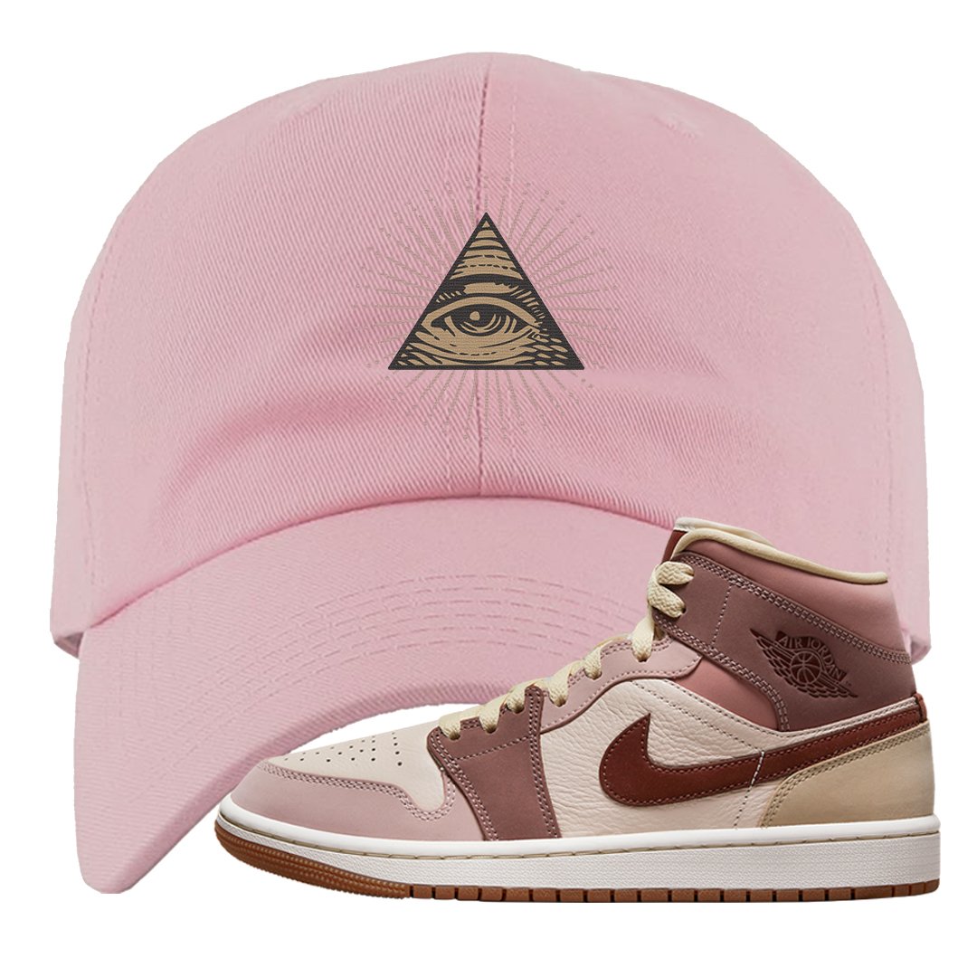 Pink Sand Mauve Mid 1s Dad Hat | All Seeing Eye, Light Pink