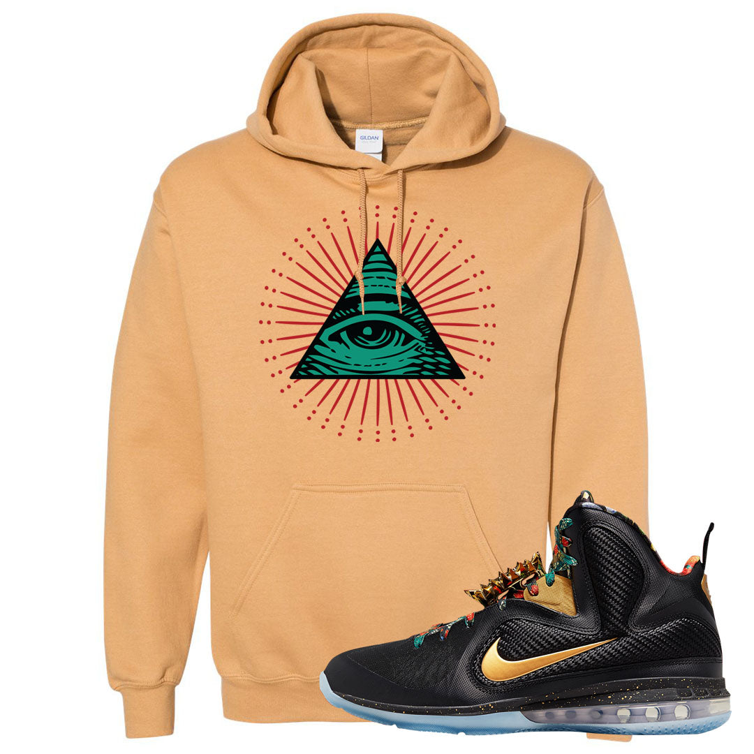 Throne Watch Bron 9s Hoodie | All Seeing Eye, Old Gold
