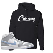 Air Jordan 1 Mid Grey Ice Blue Hoodie | Chiraq, Black