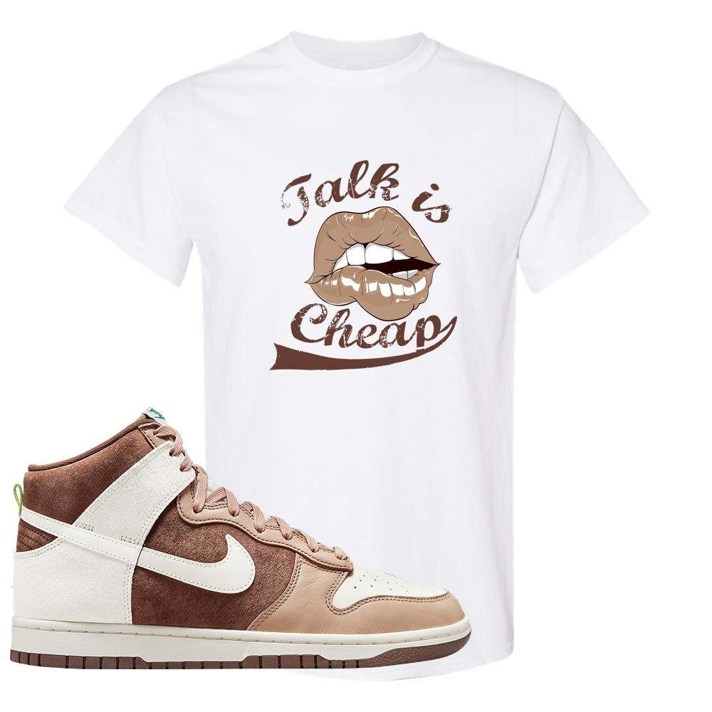 Light Chocolate High Dunks T Shirt | Talk Lips, White