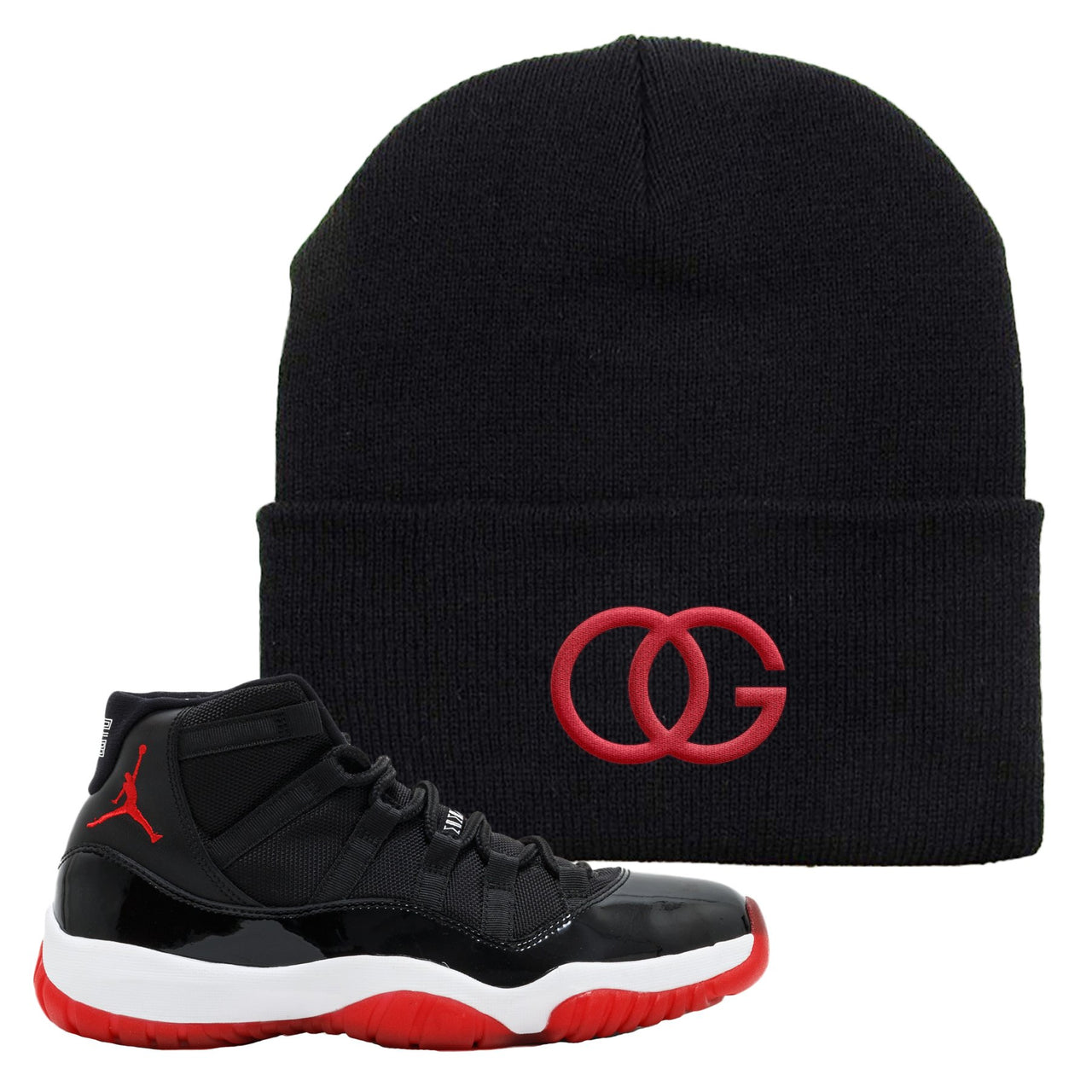 Jordan 11 Bred OG Black Sneaker Hook Up Beanie