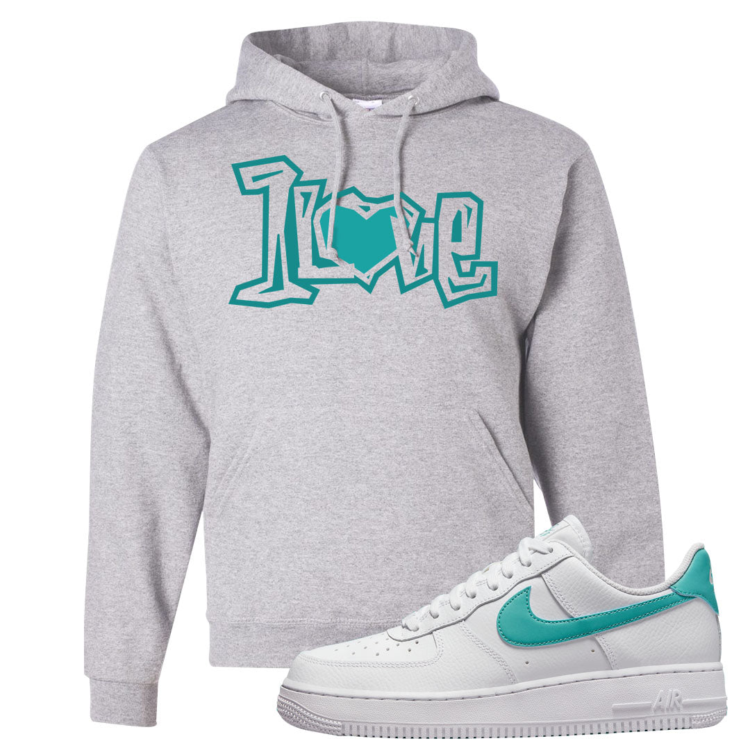 Washed Teal Low 1s Hoodie | 1 Love, Ash