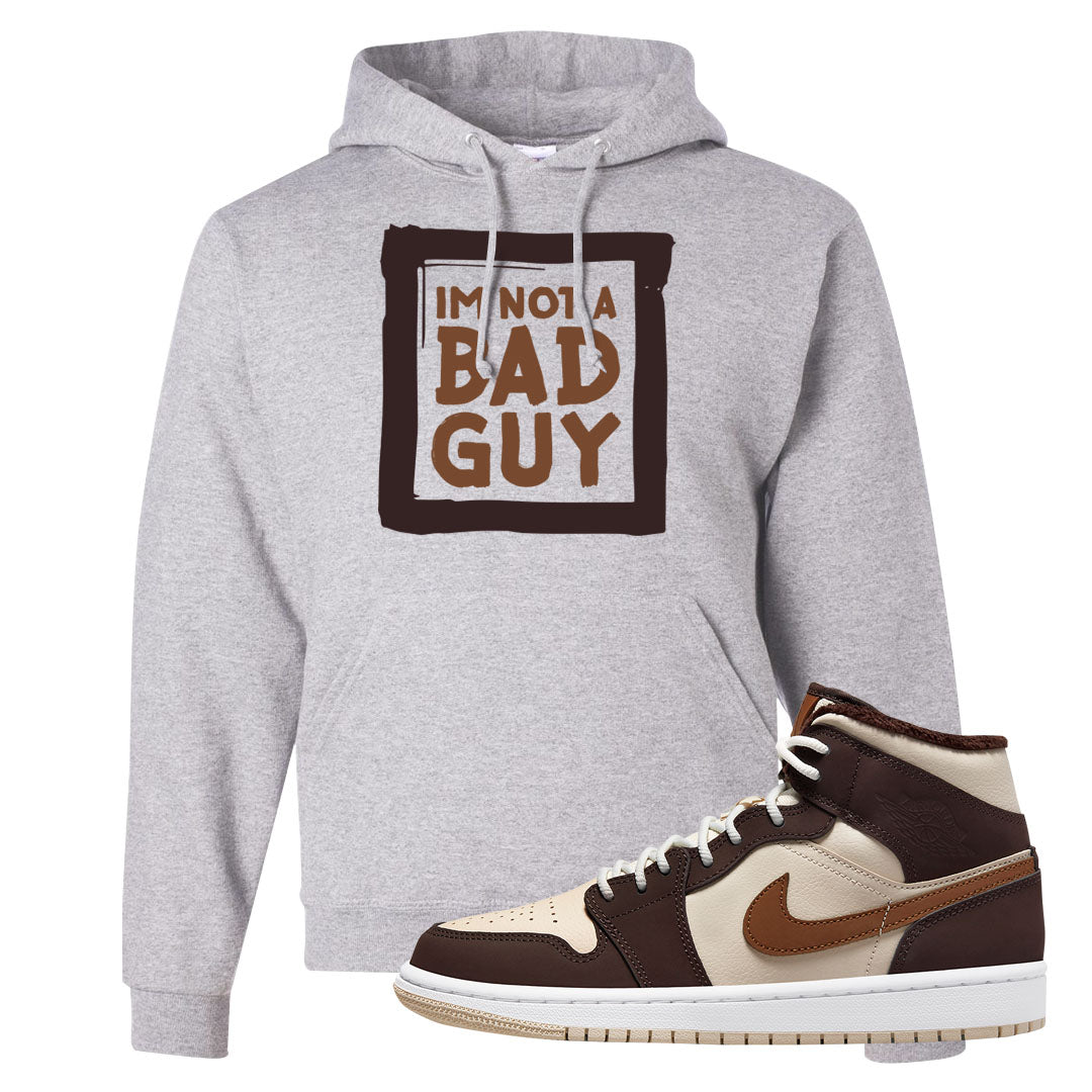 Brown Fleece Mid 1s Hoodie | I'm Not A Bad Guy, Ash