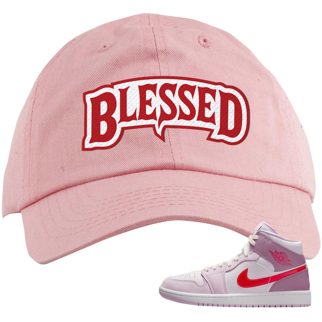 Valentine's Day Mid 1s Dad Hat | Blessed Arch, Light Pink