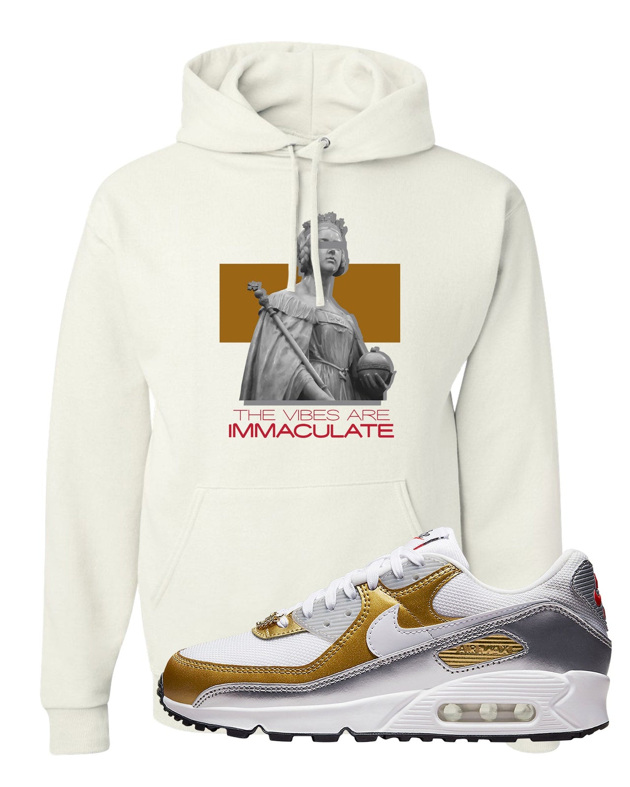 Gold Silver 90s Hoodie | The Vibes Are Immaculate, White