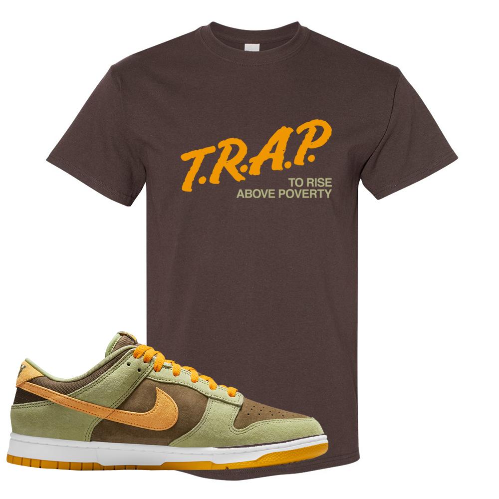 SB Dunk Low Dusty Olive T Shirt | Trap To Rise Above Poverty, Chocolate