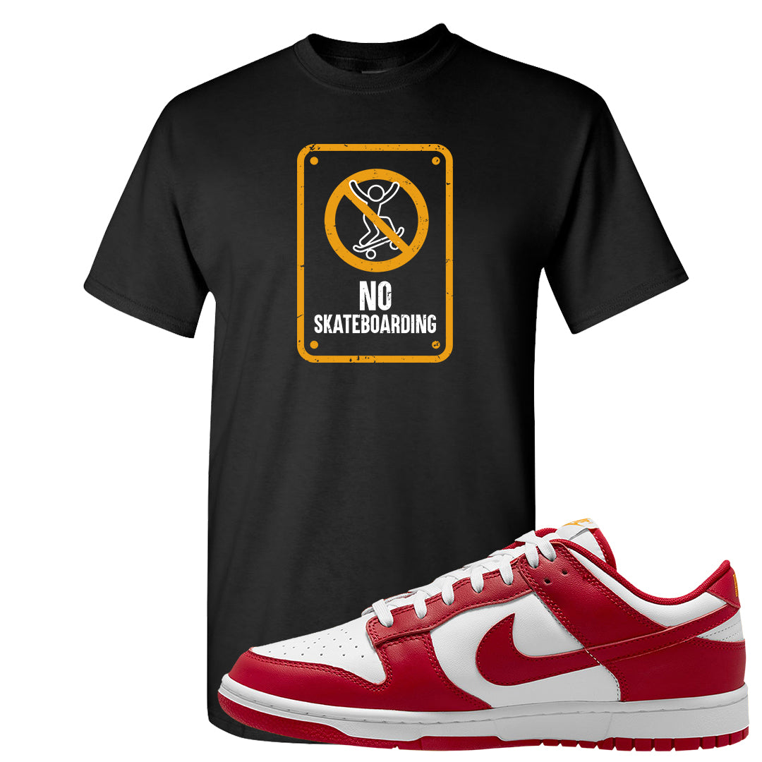 Red White Yellow Low Dunks T Shirt | No Skating Sign, Black
