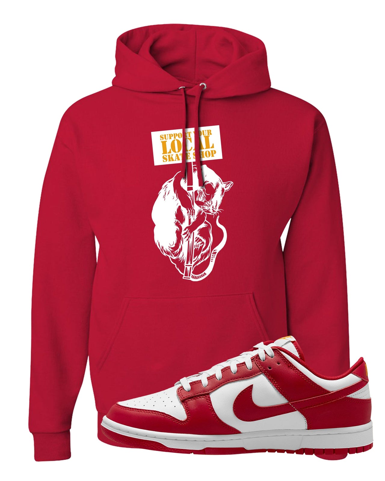 Red White Yellow Low Dunks Hoodie | Support Your Local Skate Shop, Red