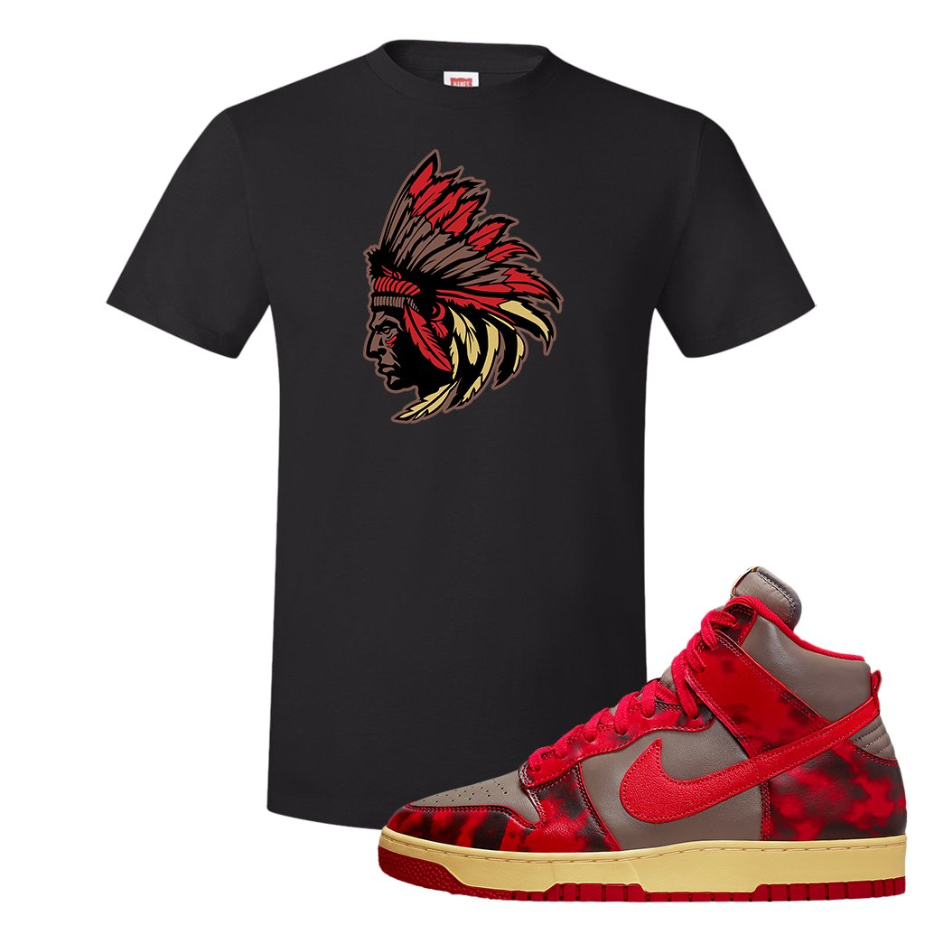 Acid Wash Red 1985 High Dunks T Shirt | Indian Chief, Black