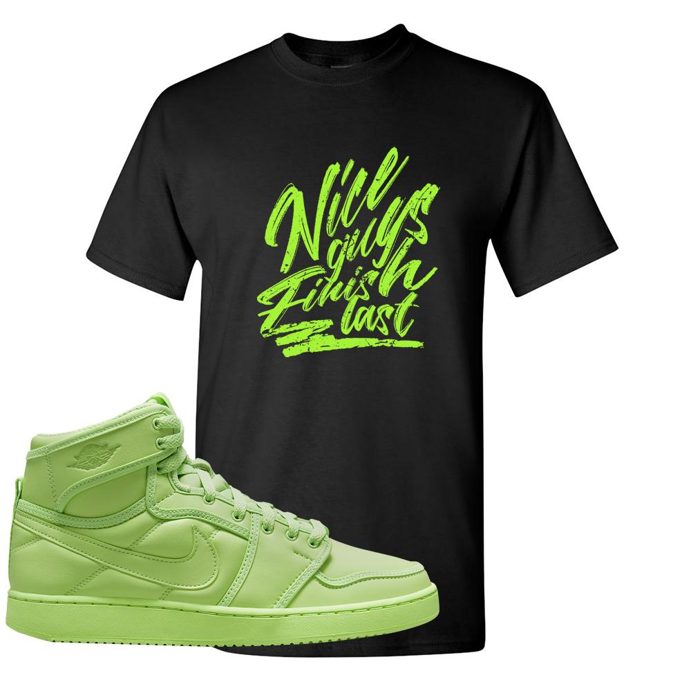 Neon Green KO 1s T Shirt | Nice Guys Finish Last, Black