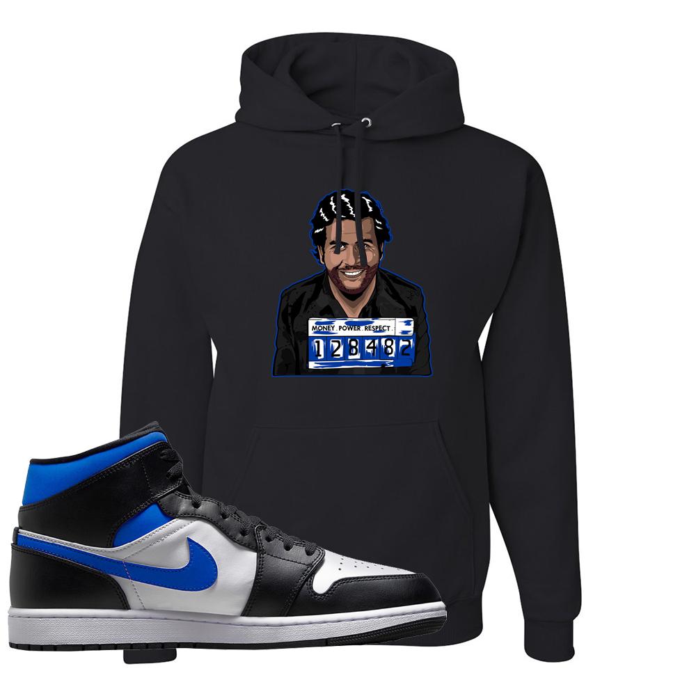 Air Jordan 1 Mid Royal Hoodie | Escobar Illustration, Black