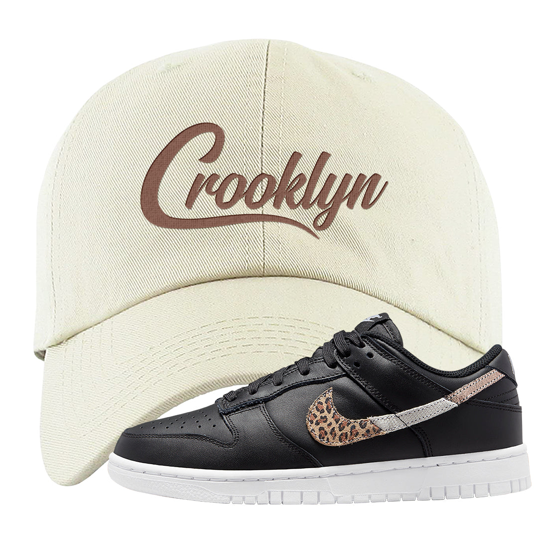 Primal Black Leopard Low Dunks Dad Hat | Crooklyn, White