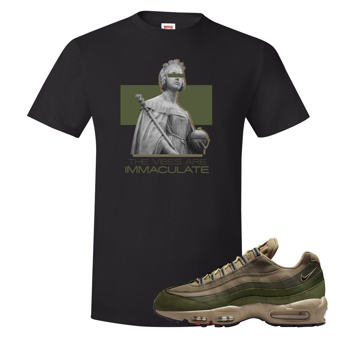 Medium Olive Rough Green 95s T Shirt | The Vibes Are Immaculate, Black