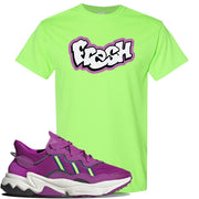 Ozweego Vivid Pink Sneaker Neon Green T Shirt | Tees to match Adidas Ozweego Vivid Pink Shoes | Fresh