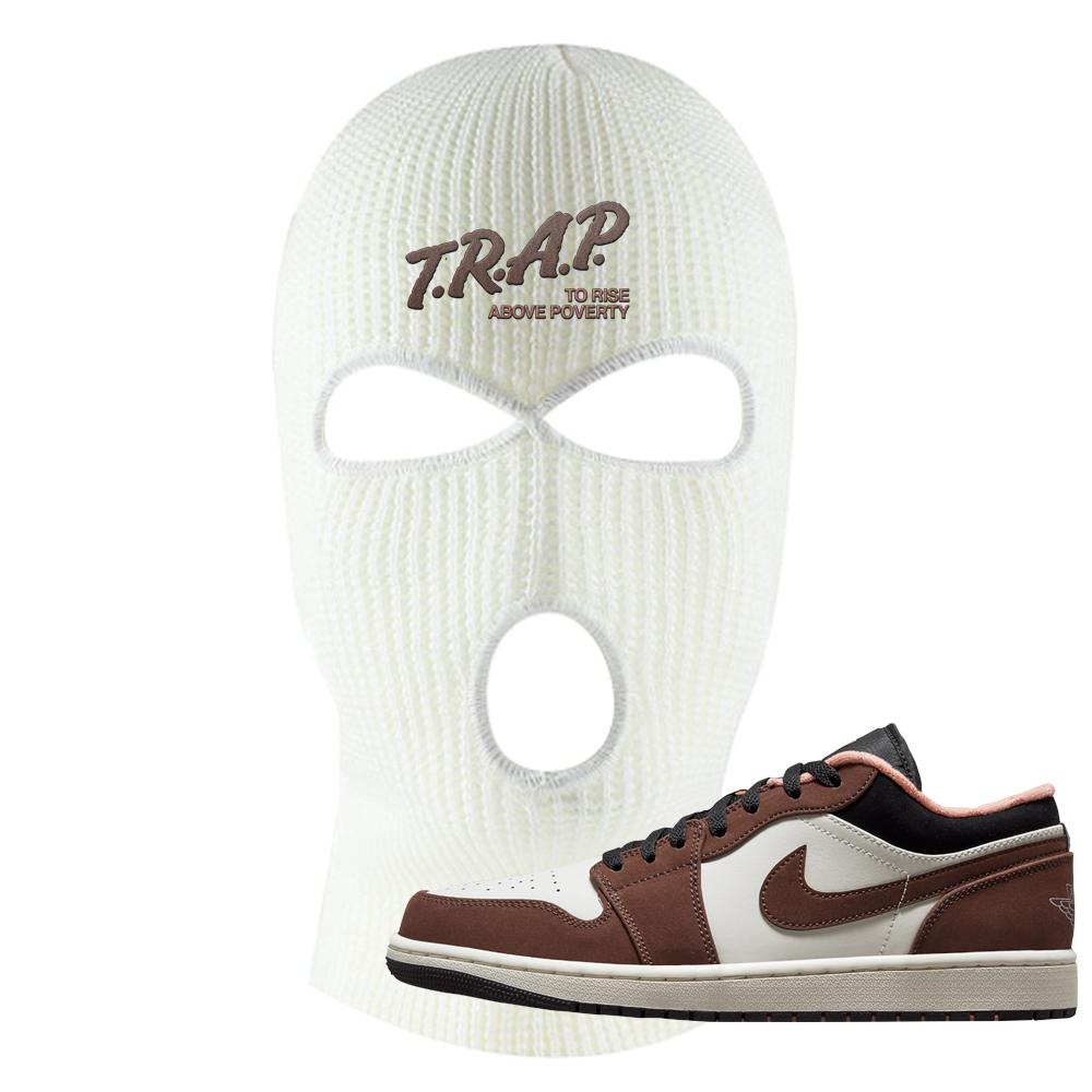 Mocha Low 1s Ski Mask | Trap To Rise Above Poverty, White