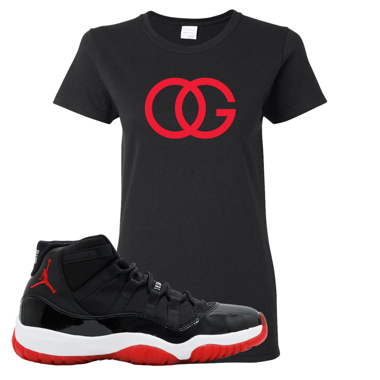 Jordan 11 Bred OG Black Sneaker Hook Up Women's T-Shirt
