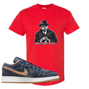 Denim Gum Bottom Low 1s T Shirt | Capone Illustration, Red