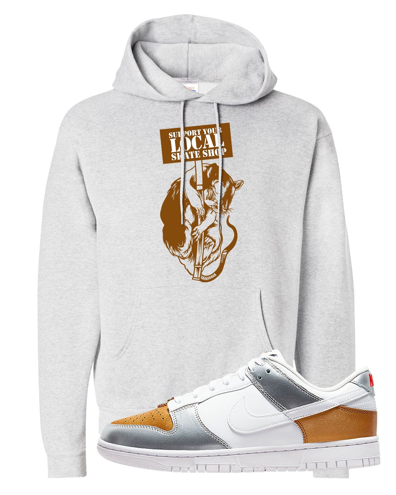 Gold Silver Red Low Dunks Hoodie | Support Your Local Skate Shop, Ash