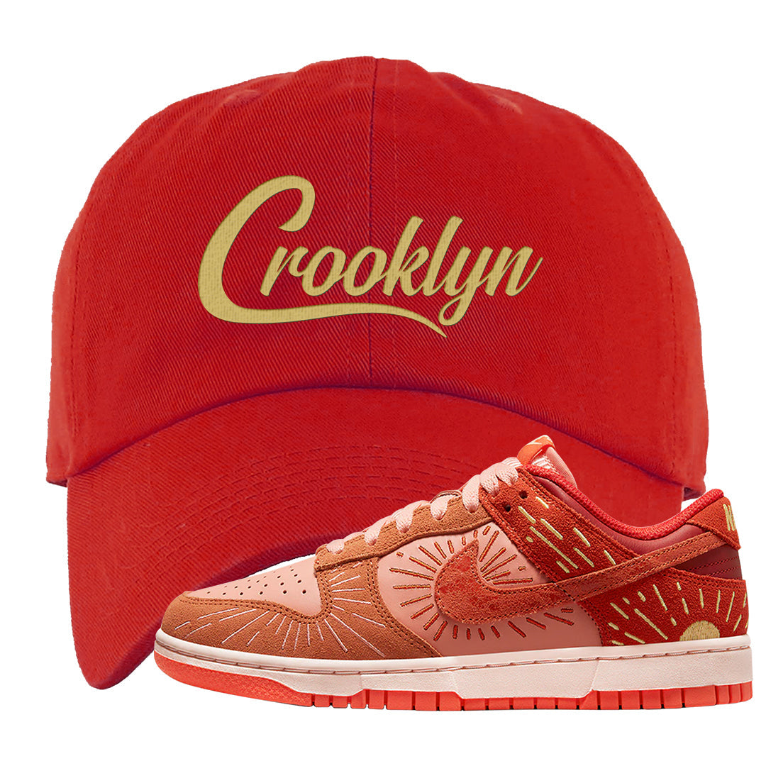 Solstice Low Dunks Dad Hat | Crooklyn, Red